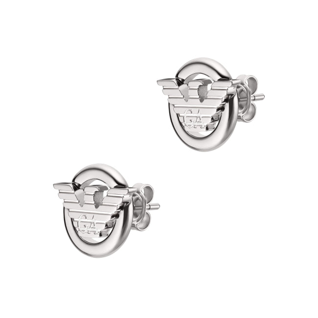 Ανδρικά σκουλαρίκια σε ασημί χρώμα Emporio Armani EGS3238040 από ανοξείδωτο ατσάλι με καρφάκι.