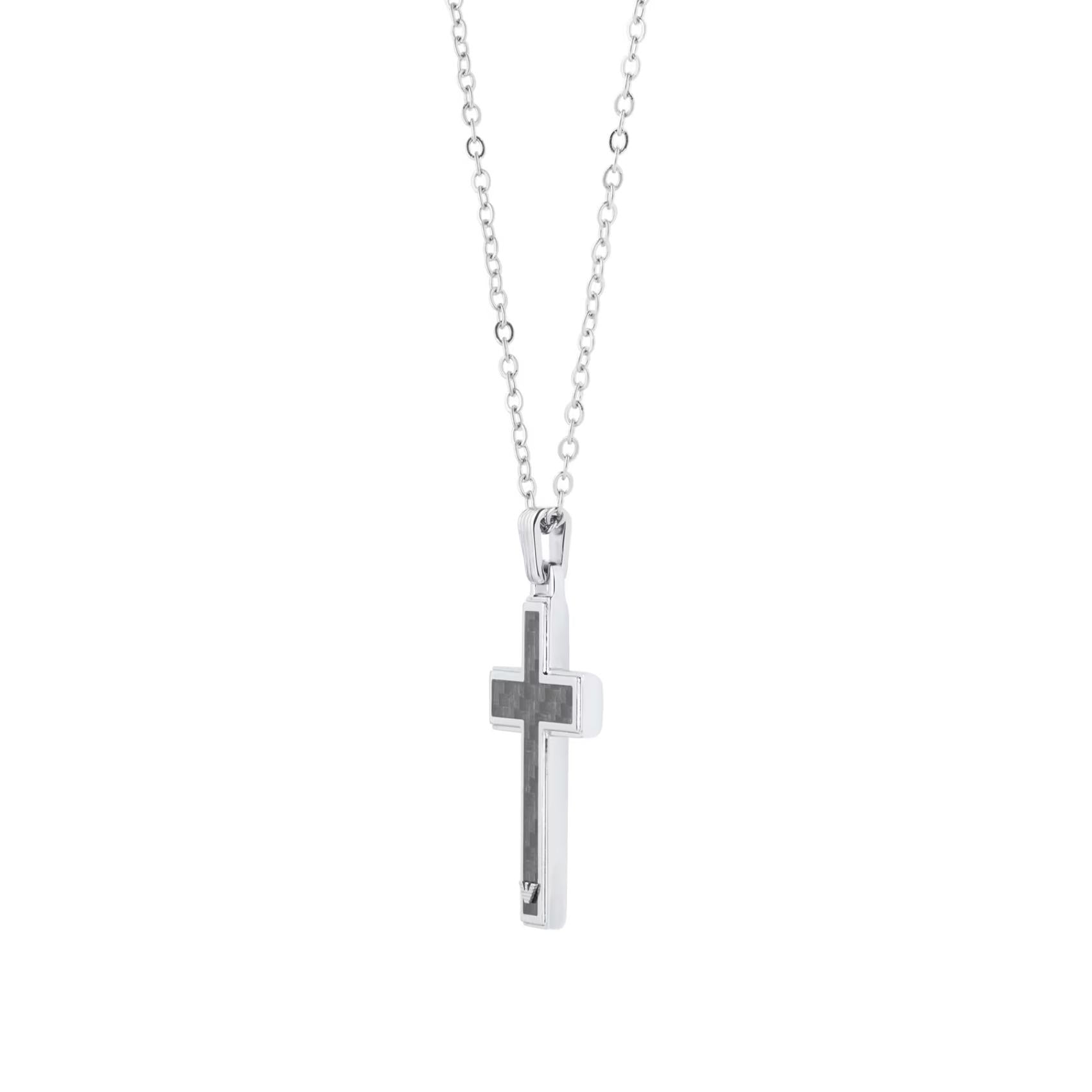 Ανδρική ασημί αλυσίδα Armani EGS1705040 απò ανοξείδωτο ατσάλι με σταυρό-μήκος 50cm.