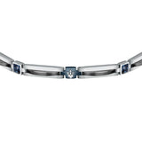 Ανδρικό βραχιόλι Maserati JM223ATZ20 από ανοξείδωτο ατσάλι, με ασημί-ανθρακί μπρασελέ, μπλε σκούρο στοιχείο και μπλε ζιργκόν.