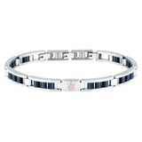 Ανδρικό Βραχιόλι Maserati JM225ATZ58 Ατσάλινο Με Δίχρωμο Ασημί-Μπλε Μπρασελε