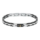 Ανδρικό Βραχιόλι Maserati JM424AXU05 Ατσάλινο Σε Ασημί- Μαυρο Χρώμα