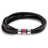Ανδρικό Βραχιόλι Tommy Hilfiger 2790426 Δερμάτινο Μαύρο