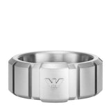 Ανδρικό δαχτυλίδι Emporio Armani EGS3081040 ατσάλινο σε ασημί χρώμα με ανάγλυφες λεπτομέρειες.