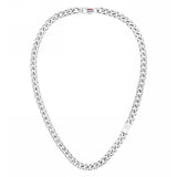 Ανδρικό κολιέ Tommy Hilfiger 2790663 ατσάλινο σε ασημί χρώμα μετο λογότυπο της Tommy Hilfiger περασμένο στην αλυσίδα.