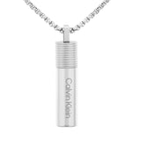 Ανδρικό κολιέ Calvin Klein 35100024 ατσάλινο σε ασημί χρώμα με κυλινδρικό κρεμαστό μοτίφ.