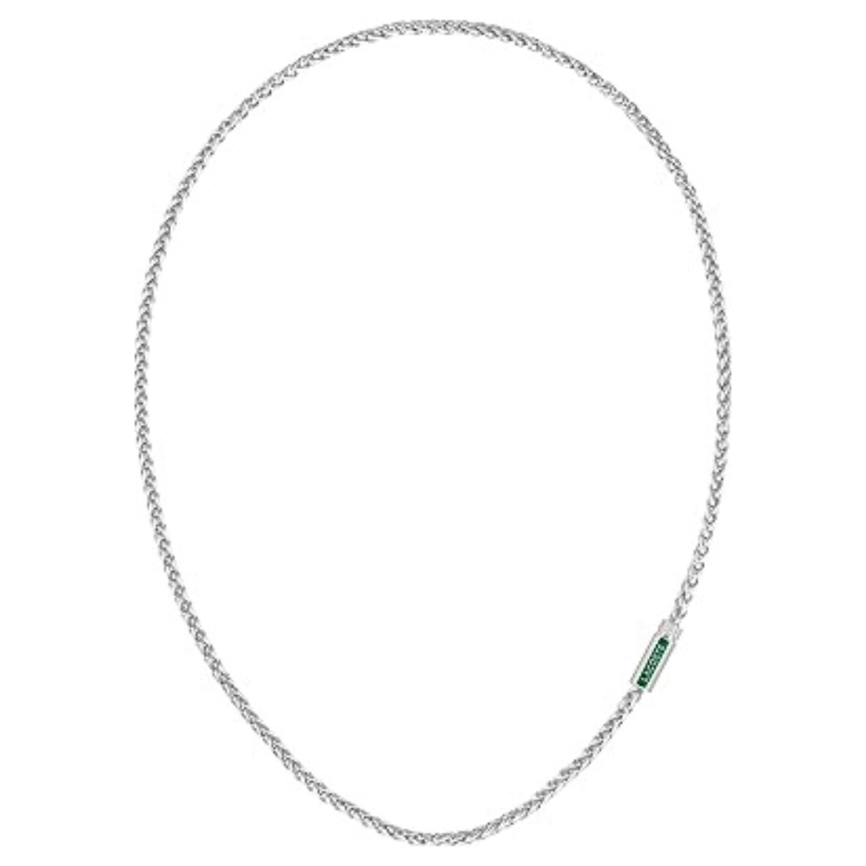 Ανδρικό κολιέ Lacoste 2040340 κατασκευασμένο από ανοξείδωτο ατσάλι σε ασημί χρώμα με κυλινδρικό μοτίφ περασμένο στην αλυσίδα!