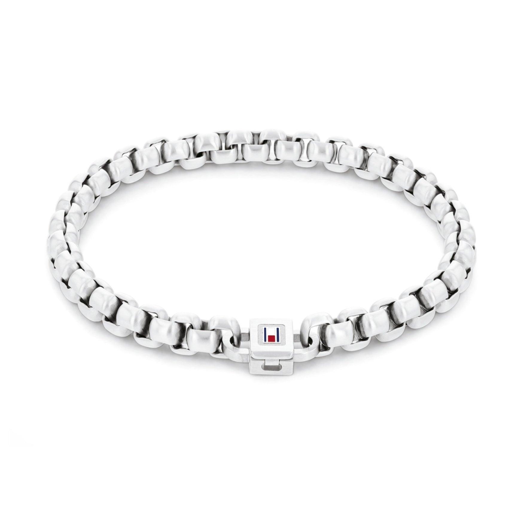 Ανδρικό ατσάλινο βραχιόλι Tommy Hilfiger 2790367 σε ασημένιο χρώμα με πλέξη μπρασελέ.