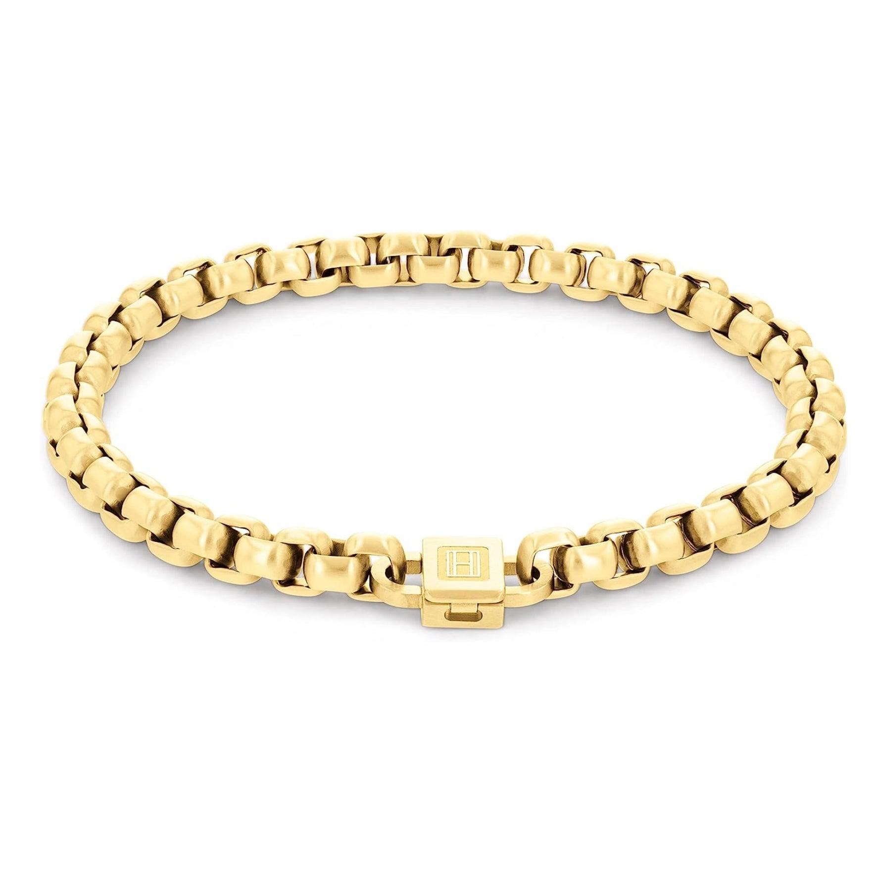 Ανδρικό ατσάλινο βραχιόλι Tommy Hilfiger 2790368 σε χρυσό χρώμα με πλέξη μπρασελέ.