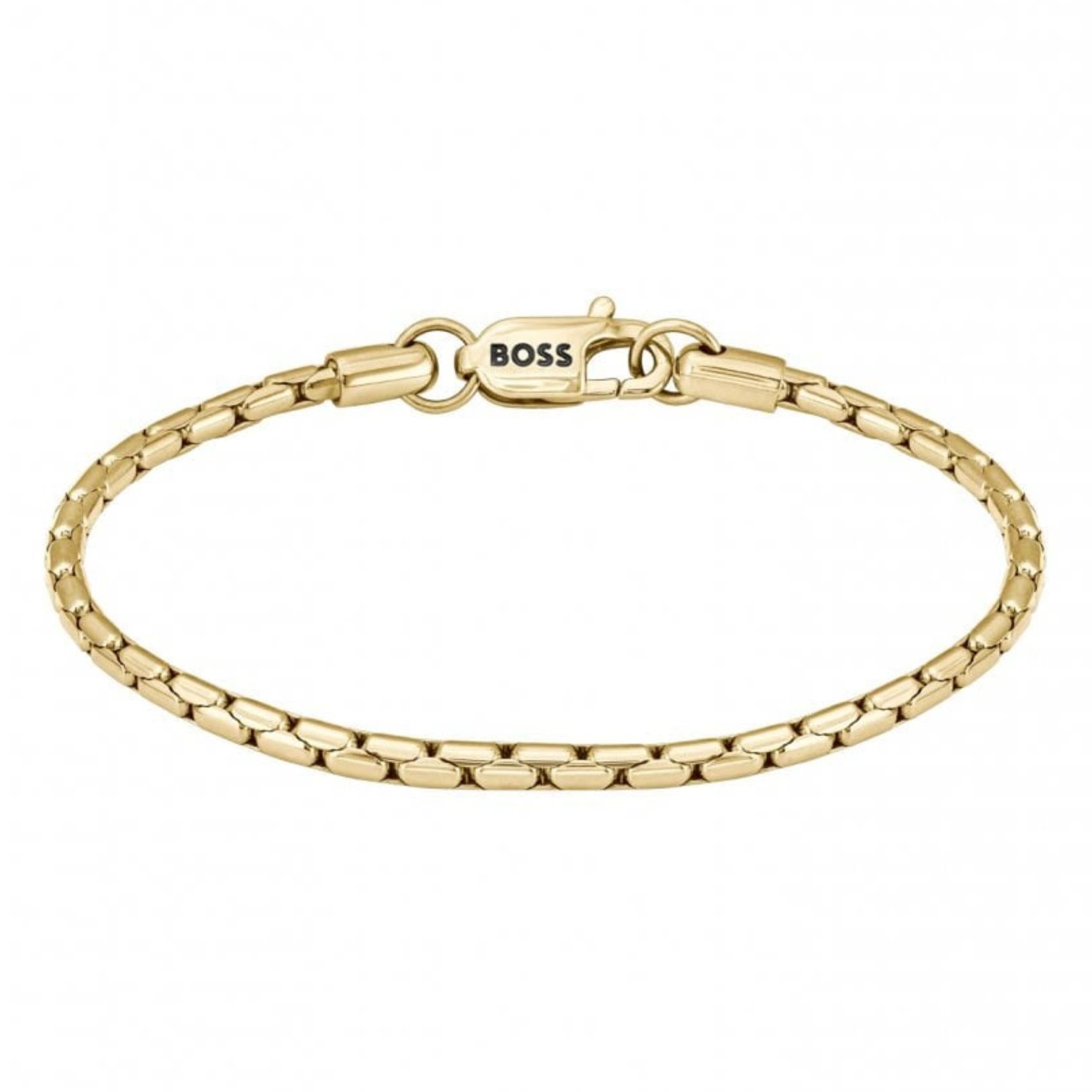 Ανδρικό ατσάλινο βραχιόλι Boss 1580606m σε χρυσό χρώμα.