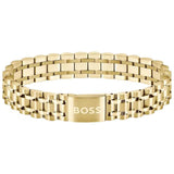Ανδρικό βραχιόλι Boss 1580645 ατσάλινο με χρυσό μπρασελέ.