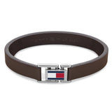 Ανδρικό δερμάτινο βραχιόλι Tommy Hilfiger σε καφέ χρώμα.