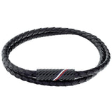 Ανδρικό βραχιόλι tommy Hilfiger 2790469 από μάυρο δέρμα με μαύρο κούμπωμα.