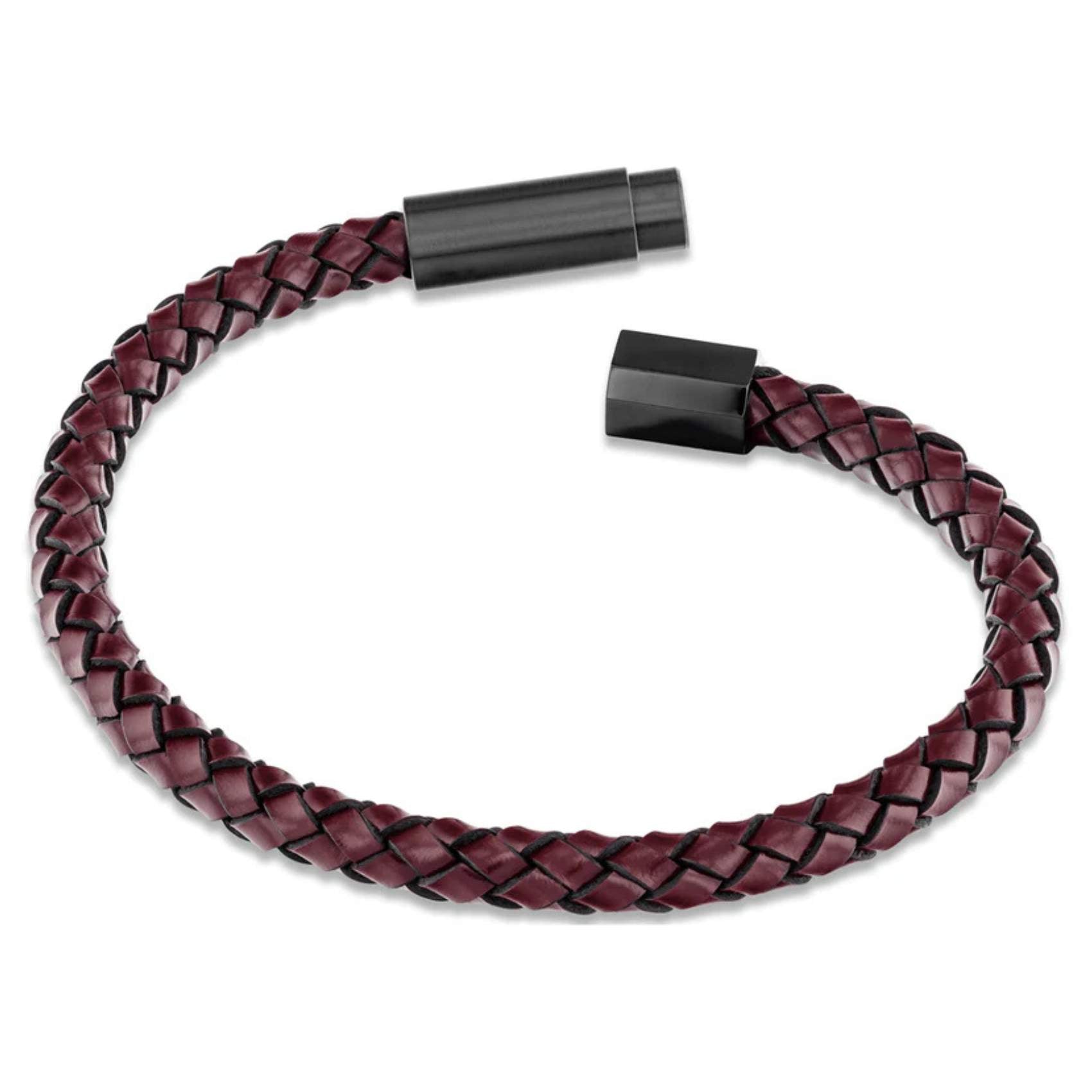 Ανδρικό δερμάτινο βραχιόλι Calvin Klein 35100045 καφέ με πλεκτό σχέδιο.