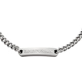 Ανδρικό βραχιόλι Emporio Armani EGS3189040 από ανοξείδωτο ατσάλι σε ασημί χρώμα με ταυτότητα, κοντινό.