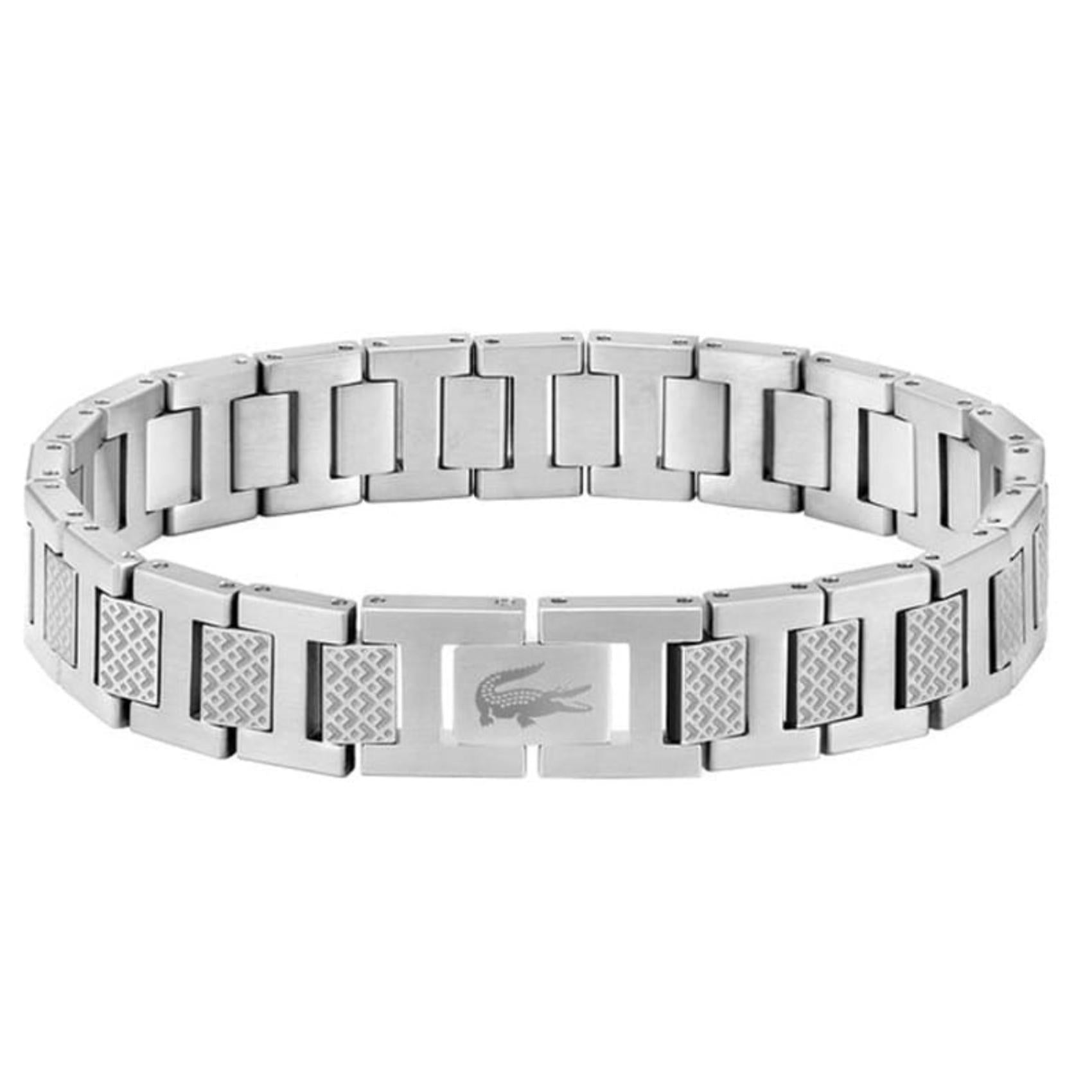 Ατσάλινο βραχιόλι Lacoste 2040117 ανδρικό σε ασημί χρώμα από ανοξείδωτο ατσάλι με ρυθμιζόμενο μήκος 19-22cm.
