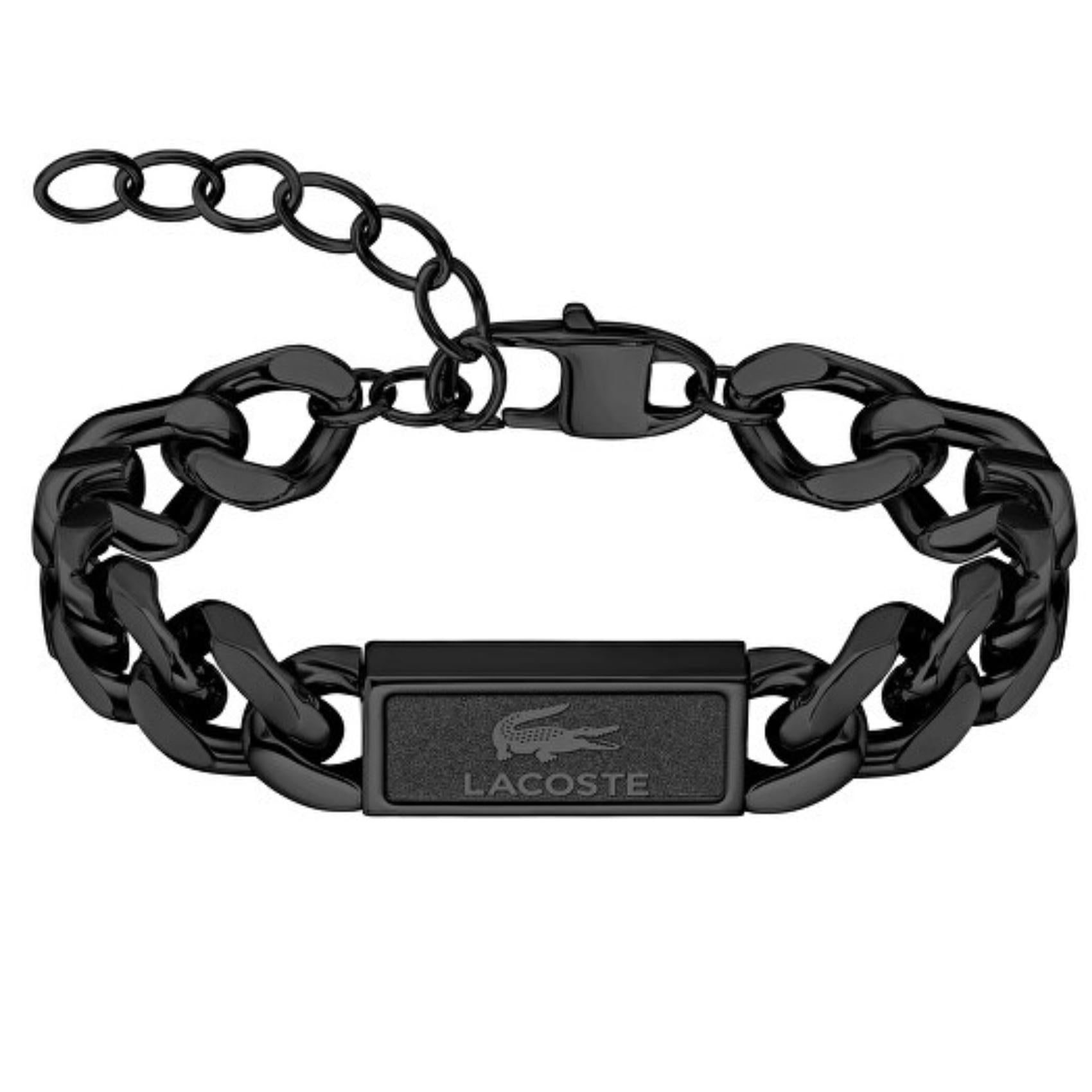 Ατσάλινο βραχιόλι Lacoste 2040441 ανδρικό σε μαύρο χρώμα από ανοξείδωτο ατσάλι με ρυθμιζόμενο μήκος 19-22cm.