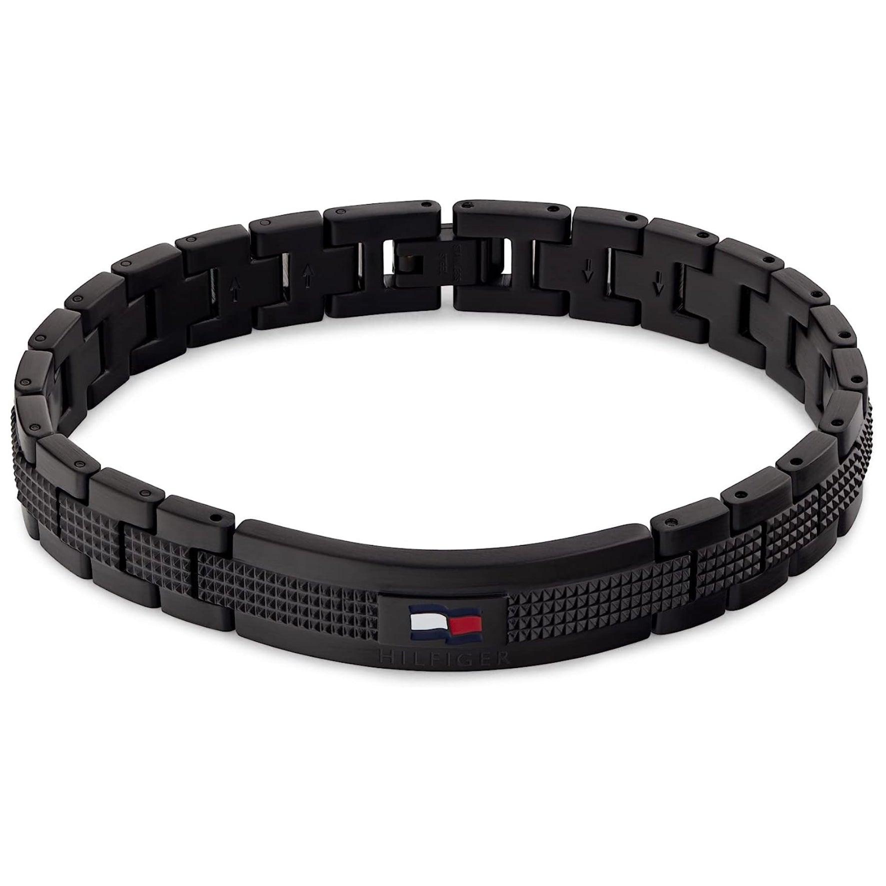 Ανδρικό βραχιόλι μπρασελέ ατσάλινο Tommy Hilfiger 2790420 σε μαύρο χρώμα.