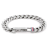 Ανδρικό ατσάλινο βραχιόλι Tommy Hilfiger 2790610 χειροπέδα σε ασημένιο χρώμα και σχέδιο μπρασελέ.