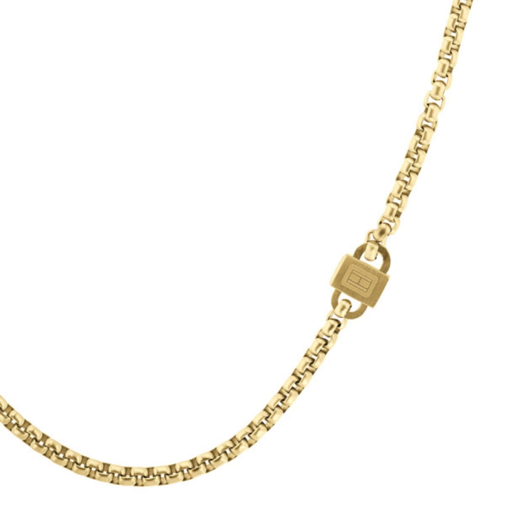 Ανδρικό κολιέ Tommy Hilfiger 2790365, με στοιχείο ενσωματομένο στην αλυσίδα κατασκευασμένο από χειρουργικό ατσάλι σε χρυσό χρώμα.