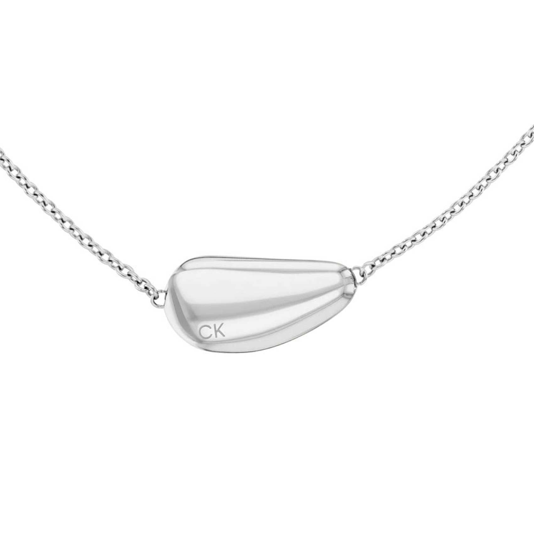 Γυναικείο κολιέ Calvin Klein 35000600 ατσάλινο ασημί με ασύμμετρο κρεμαστό, λεπτομέρεια.