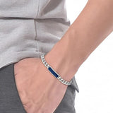 Ατσάλινο βραχιόλι Lacoste 2040097 σε ασημί χρώμα από ανοξείδωτο ατσάλι με μπλε λεπτομέρειες.