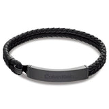 Ανδρικό βραχιόλι Calvin Klein 35000406 από μαύρο δέρμα με μαύρη αγκράφα.