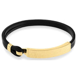 Ανδρικό δερμάτινο βραχιόλι Calvin Klein 35000408 σε μαύρο χρώμα με ατσάλινο κούμπωμα σε χρυσό χρώμα.