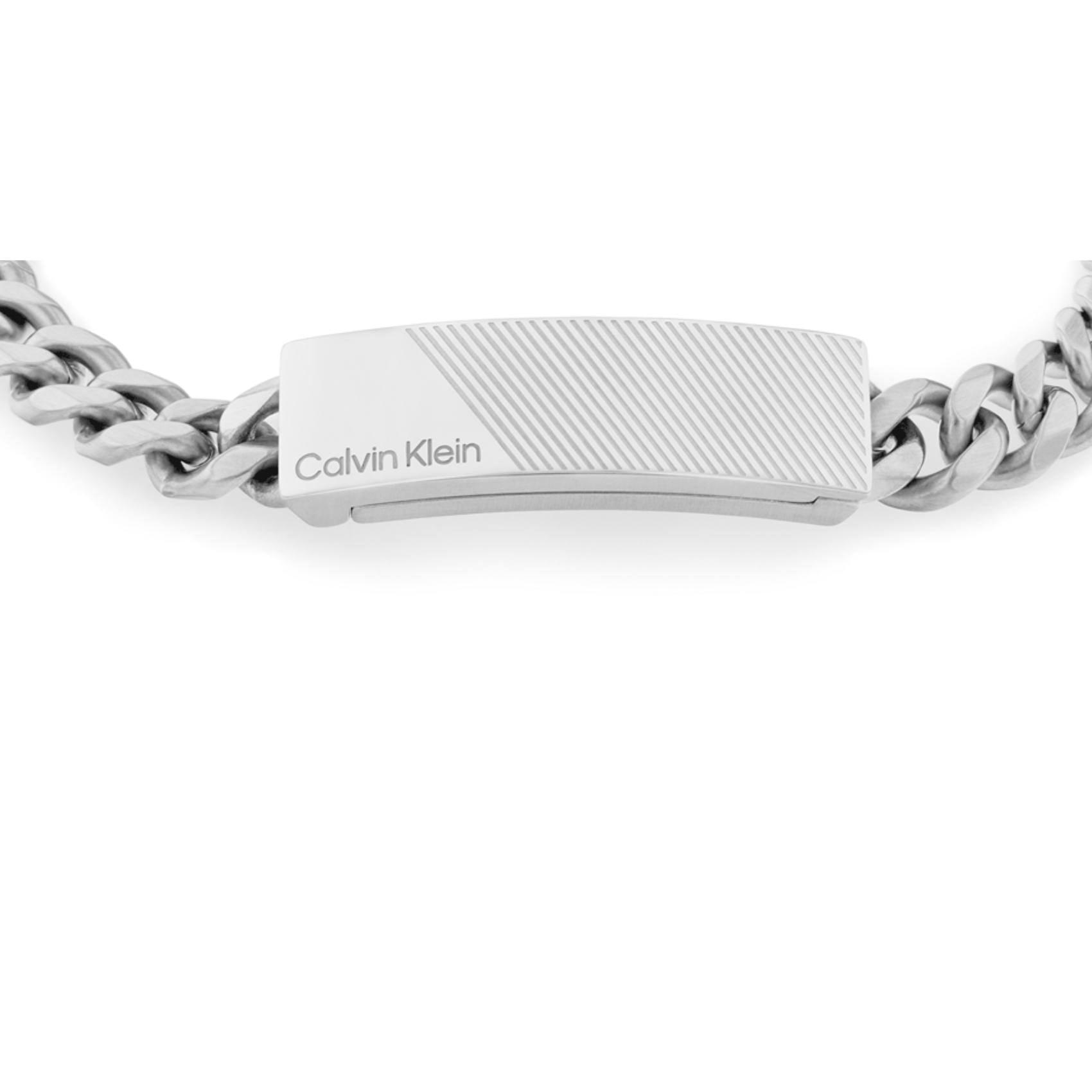 Ανδρικό βραχιόλι Calvin Klein 35000417 κατασκευασμένο από ατσάλι σε ασημί χρώμα με σχέδιο μπρασελέ και ασημί μαγνητικό κούμπωμα.