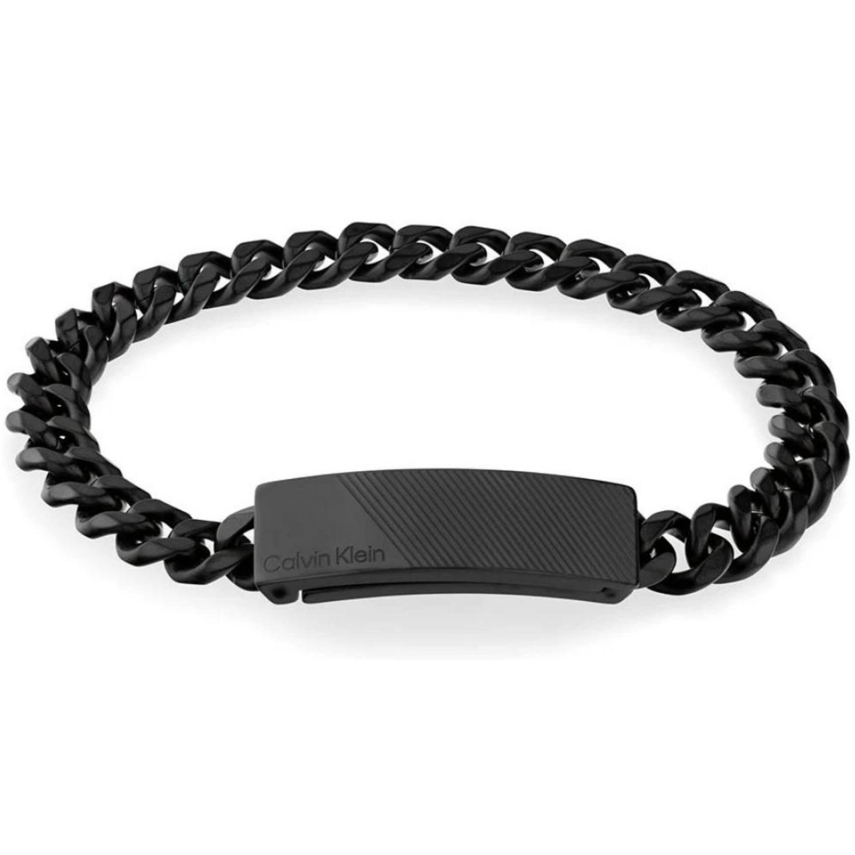 Ανδρικό βραχιόλι Calvin Klein 35000418 κατασκευασμένο από ατσάλι σε μαύρο χρώμα με σχέδιο μπρασελέ και μαύρο μαγνητικό κούμπωμα.