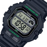 Ρολόι χρονογράφος Casio Illuminator WS-1400H-1AVEF με μαύρο καουτσούκ λουράκι, μαύρο καντράν σε τετράγωνο σχημα με ψηφιακή ένδειξη και στεγανότητα 10ATM-100Μ.