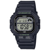 Ρολόι χρονογράφος Casio Illuminator WS-1400H-1AVEF με μαύρο καουτσούκ λουράκι, μαύρο καντράν σε τετράγωνο σχημα με ψηφιακή ένδειξη και στεγανότητα 10ATM-100Μ.