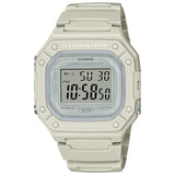 Ρολόι χρονογράφος Casio Illuminator W-218HC-8AVEF με λευκό καουτσούκ λουράκι, λευκό καντράν σε τετράγωνο σχημα με ψηφιακή ένδειξη και στεγανότητα 5ATM-50Μ.