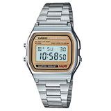 Ρολόι Casio Vintage Iconic A-158WEA-9EF με ασημί μπρασελέ και ψηφιακή ένδειξη.