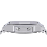 Ρολόι χρονογράφος  Casio Vintage A700WE-1AEF με ασημί ατσάλινο μπρασελέ, μαύρο καντράν σε τετράγωνο σχημα με ψηφιακή ένδειξη και στεγανότητα 3ATM-30Μ.