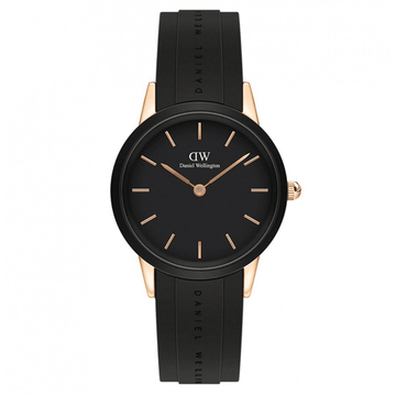 Ρολόι Daniel Wellington Iconic Motion DW00100425 με μαύρο καουτσούκ λουράκι, μαύρο καντραν, μηχανισμό μπαταρίας και στρογγυλό στεφάνι διαμέτρου 40mm αδιάβροχο στις 10ΑΤΜ-100Μ.