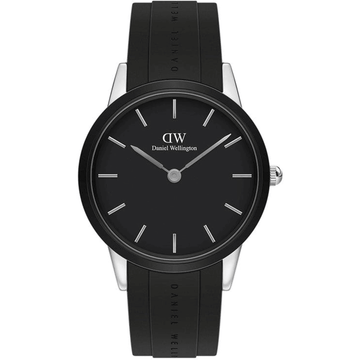 Ρολόι Daniel Wellington Iconic Motion DW00100436 με μαύρο καουτσούκ λουράκι, μαύρο καντραν, μηχανισμό μπαταρίας και στρογγυλό στεφάνι διαμέτρου 40mm αδιάβροχο στις 10ΑΤΜ-100Μ.