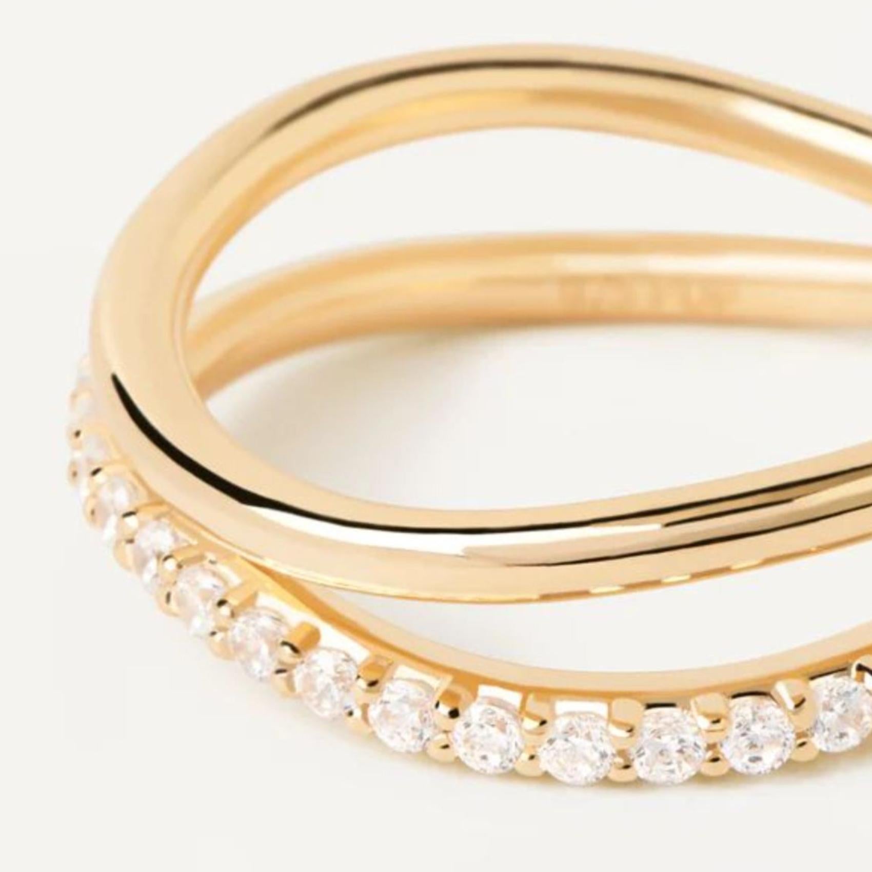 Δαχτυλίδι διπλό PDPAOLA Essentials Twister Gold AN01-844-12 από ασήμι 925 επιχρυσωμένο.
