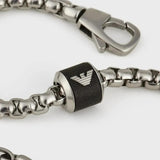 Ανδρικό βραχιόλι Emporio Armani EGS2911040 ατσάλινο σε ασημί χρώμα με μαύρο στοιχείο, μήκους 19cm.