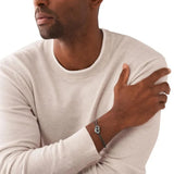 Ανδρικό βραχιόλι Emporio Armani EGS3028040 ατσάλινο σε ασημί χρώμα με διπλη αλυσίδα και ασημί στοιχείο, για καρπό 20cm.