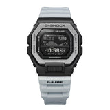 Ρολόι με λειτουργίες προπόνησης Casio G-Lide G-Shock GBX-100TT-8ER με γκρι καουτσούκ λουράκι και μαύρο καντράν διαμέτρου 46mm σε τετράγωνο σχημα.
