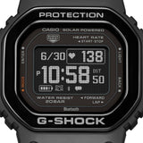 Προπονητικό ρολόι smartwatch G-Squad Casio G-Shock DW-H5600MB-1ER Solar με μαύρο καουτσούκ λουράκι και μαύρο καντράν διαμέτρου 44,5mm σε τετράγωνο σχημα.