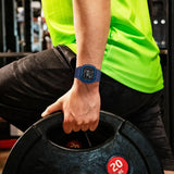 Προπονητικό ρολόι smartwatch G-Squad Casio G-Shock DW-H5600MB-2ER Solar με μπλε καουτσούκ λουράκι και μαύρο καντράν διαμέτρου 44,5mm σε τετράγωνο σχημα.