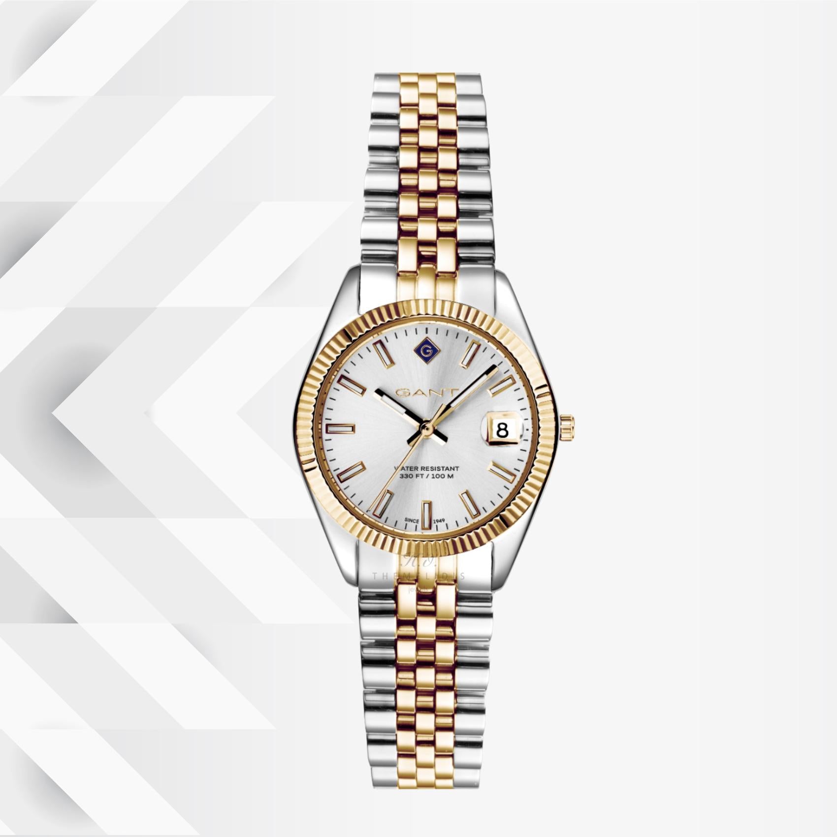 Ρολόι Gant Sussex Mini G181002 με δίχρωμο ασημί-χρυσό ατσάλινο μπρασελέ και άσπρο καντράν διαμέτρου 28mm.