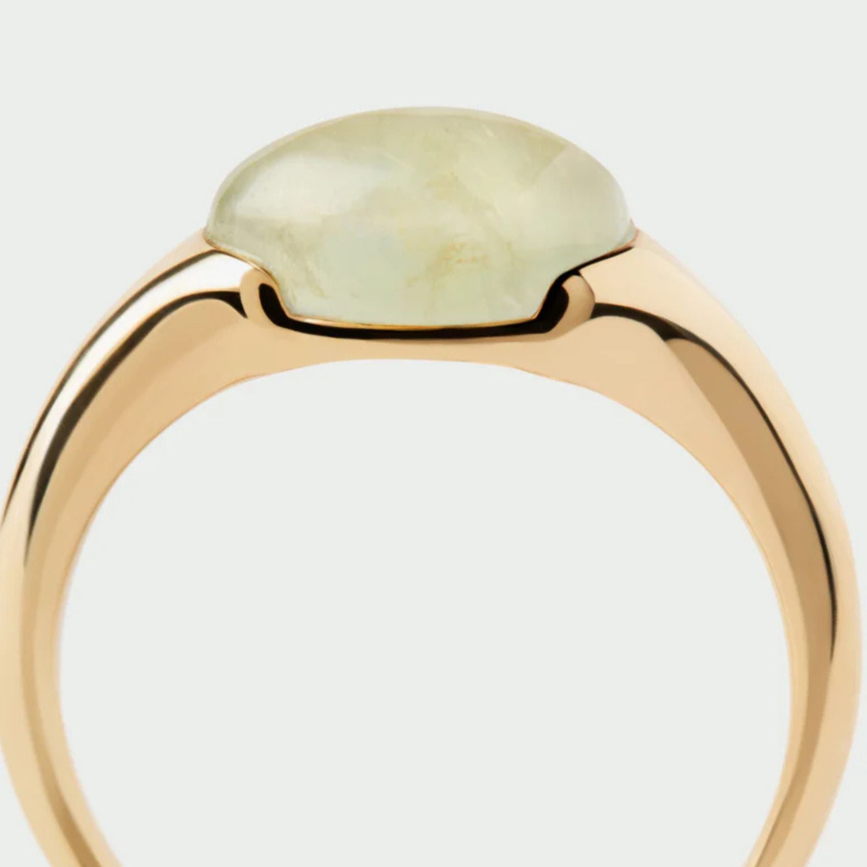 Γυναικείο δαχτυλίδι PDPAOLA AN01-D93 prehnite Bay Ring κατασκευασμένο από ασήμι 925 επιχρυσωμένο με  πράσινο ηλιόλιθο-Κοντινό