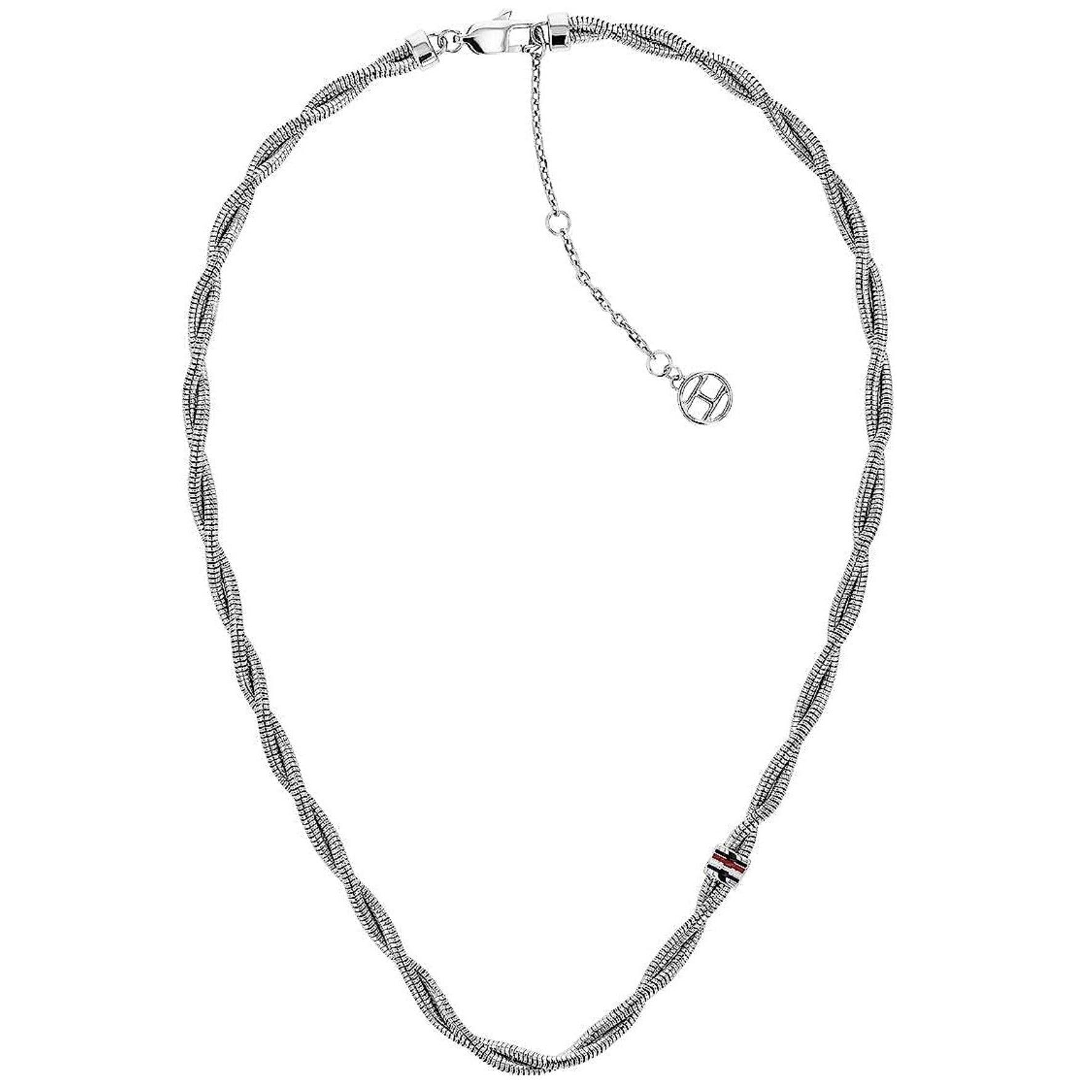 Γυναικείο κολιέ με στριφτή αλυσίδα Tommy Hilfiger κατασκευασμένο από χειρουργικό ατσάλι σε ασημί χρώμα.