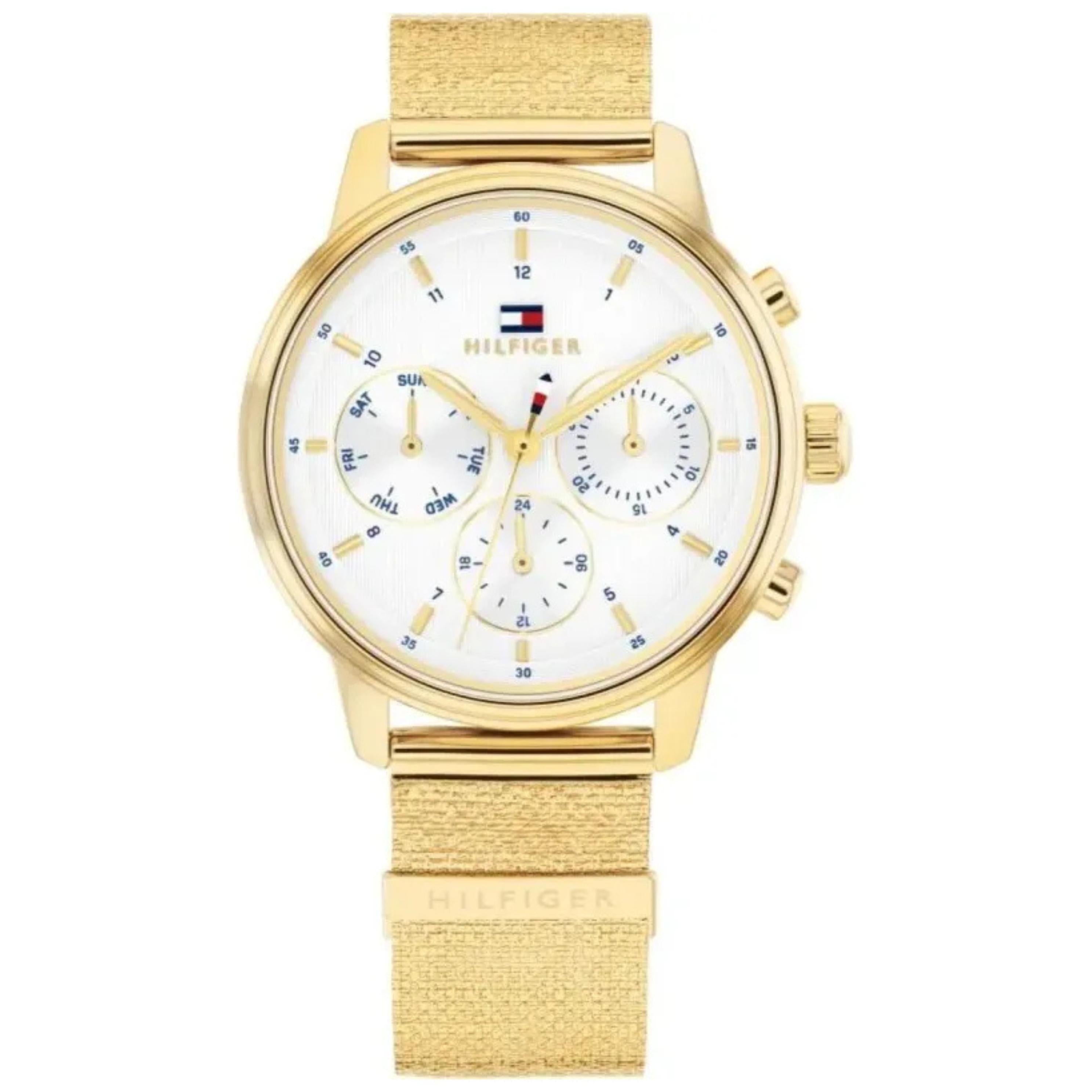 Γυναικείο ρολόι Tommy Hilfiger Blake 1782808 με χρυσό ατσάλινο μπρασελέ και άσπρο καντράν διαμέτρου 38mm.