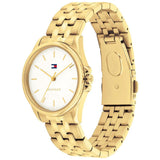 Γυναικείο ρολόι Tommy Hilfiger Jade 1782773 με χρυσό ατσάλινο μπρασελέ και άσπρο καντράν 30mm, πλαϊνή όψη.