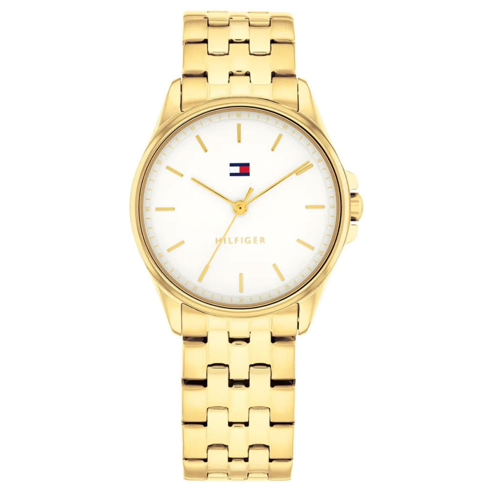 Γυναικείο ρολόι Tommy Hilfiger Jade 1782773 με χρυσό ατσάλινο μπρασελέ και άσπρο καντράν 30mm.