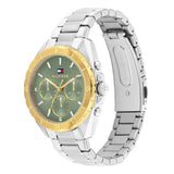 Γυναικείο ρολόι Tommy Hilfiger Mellie 1782785 με ασημί ατσάλινο μπρασελέ και φυστικί καντράν 36mm με ζιργκόν, πλαϊνή όψη.