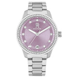 Γυναικείο ρολόι Tommy Hilfiger TH85 1782793 με ασημί ατσάλινο μπρασελέ και μωβ καντράν 36mm με ζιργκόν.